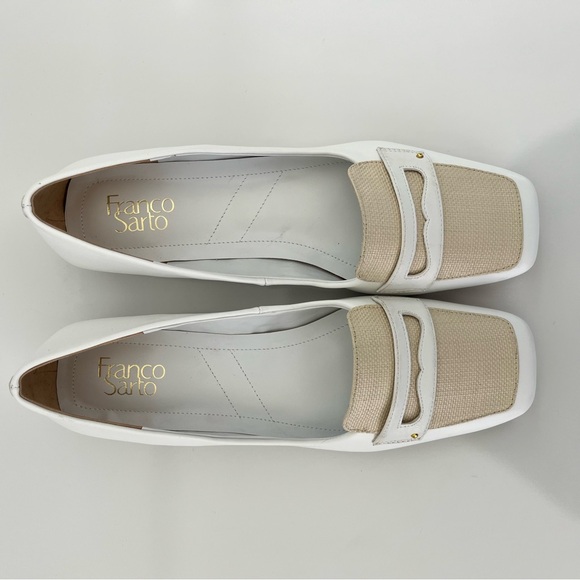 Franco Sarto White and Tan Flats with Bow Detail - Picture 4 of 12